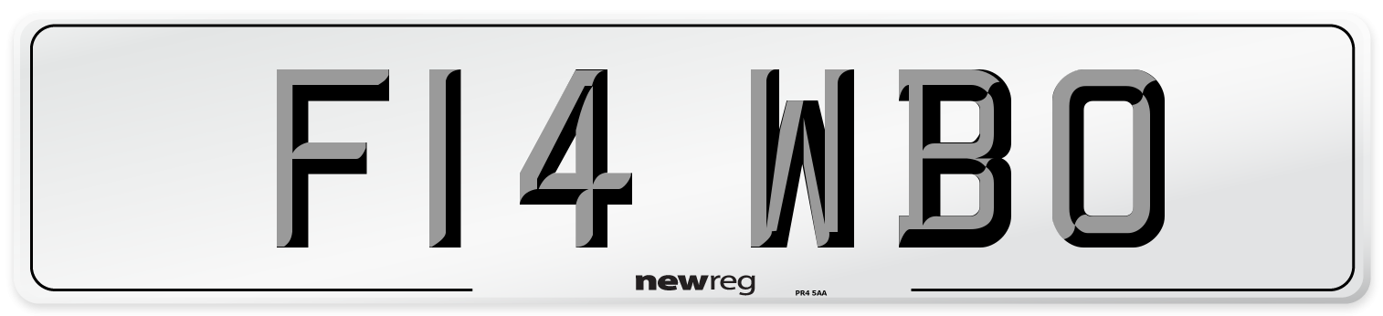 F14 WBO Number Plate from New Reg